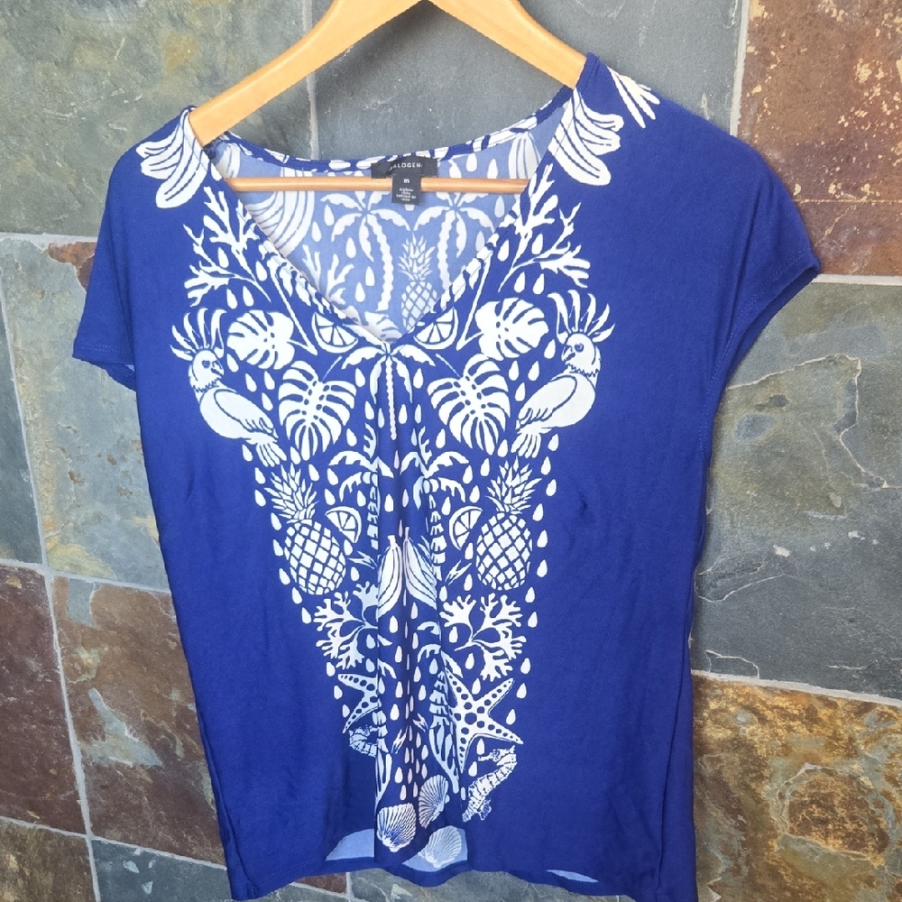Halogen Royal Blue and White Short Sleeve Tee
